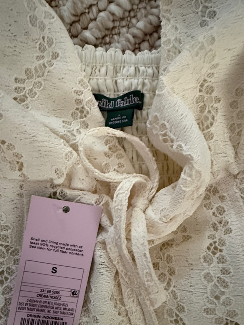 wild fable Cream Lace Midi Dress with Tie-Front V-Neck - Picture 3 of 3